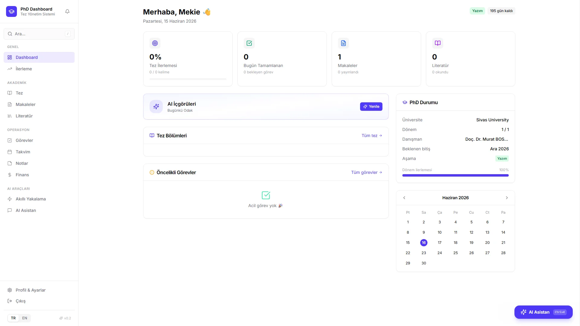 PhD Dashboard
